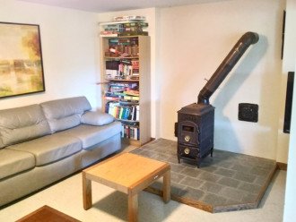 Lower Level sitting area, bookcase with games, books, etc.