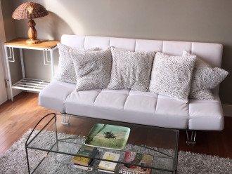 living room with sofa bed