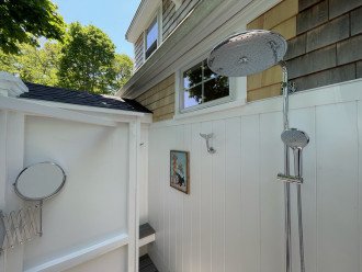 Outdoor shower with changing room