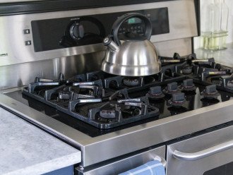 Kitchen stainless steel 6 burner stove makes for fun family dinners
