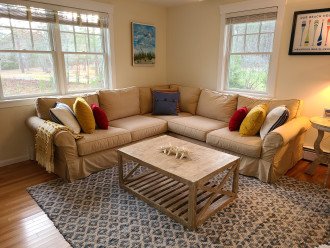 Relax on the Pottery Barn sectional.